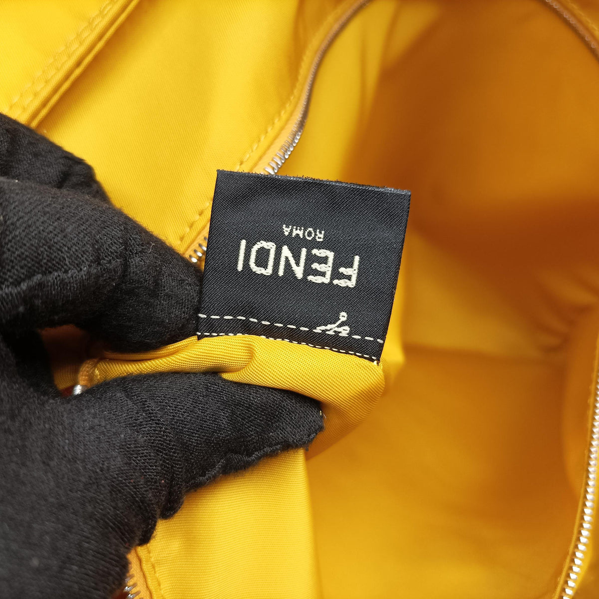 Pre-owned Fendi Baguette Messenger Yellow Nylon× leather 7VA536 shoulderbag | stylenewstar