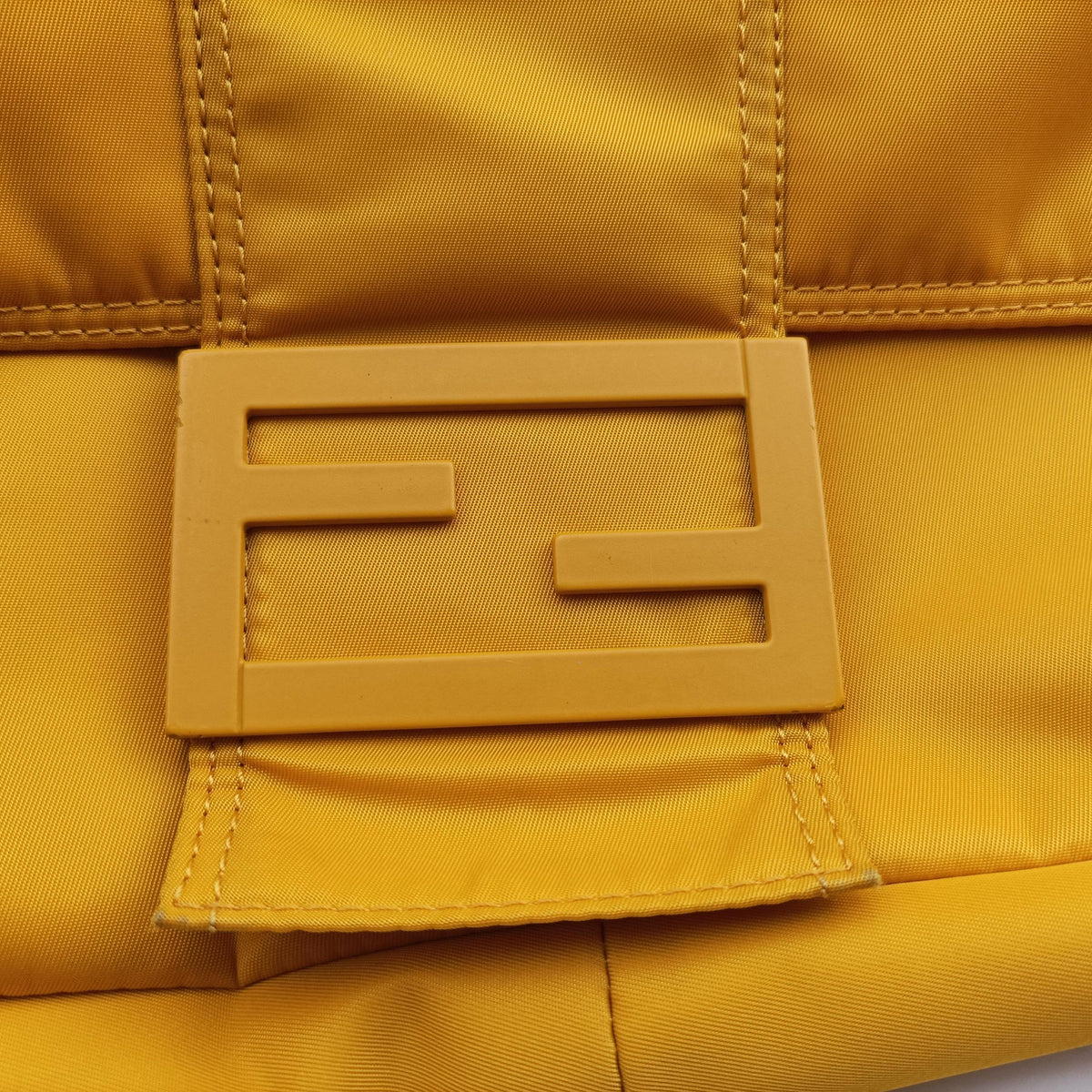 Pre-owned Fendi Baguette Messenger Yellow Nylon× leather 7VA536 shoulderbag | stylenewstar