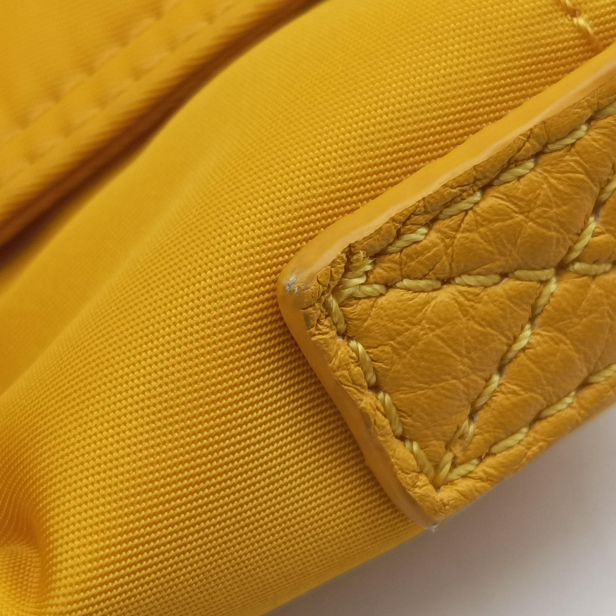 Pre-owned Fendi Baguette Messenger Yellow Nylon× leather 7VA536 shoulderbag | stylenewstar