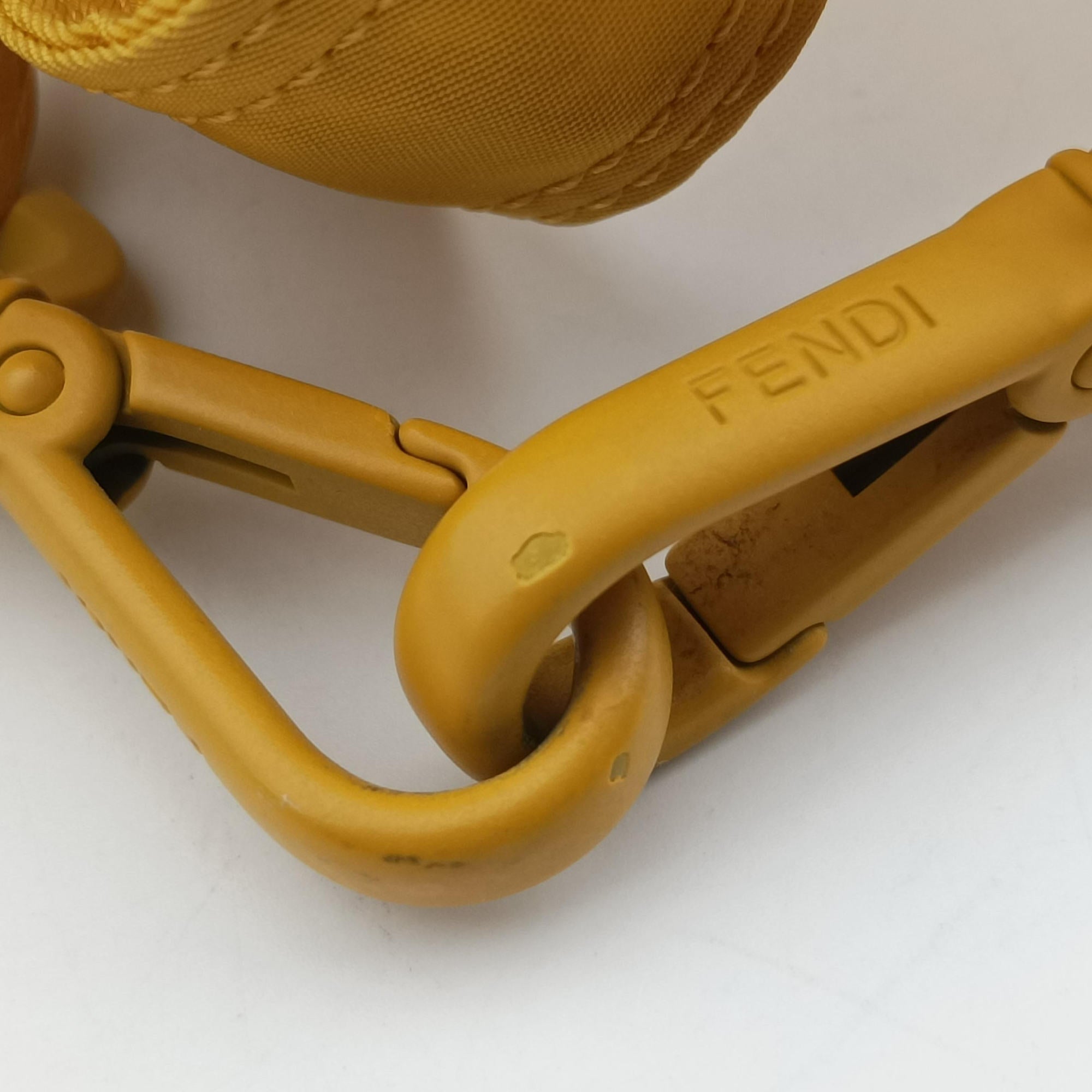 Pre-owned Fendi Baguette Messenger Yellow Nylon× leather 7VA536 shoulderbag | stylenewstar