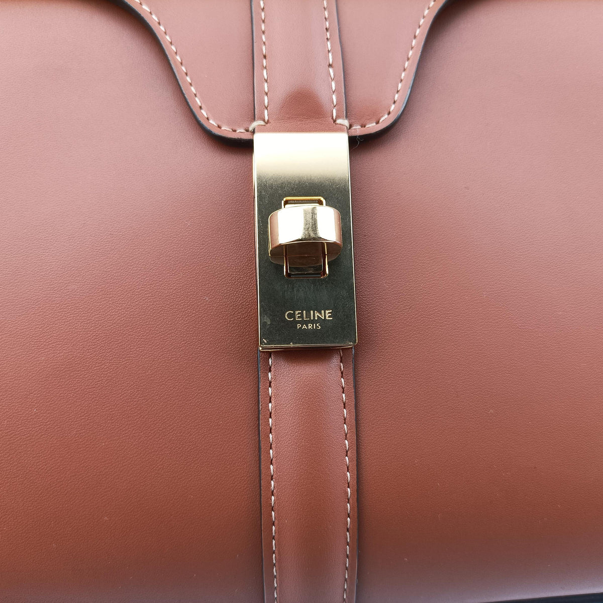 Pre-owned Celine 16 Mini Bag Brown Calfskin 188003 shoulderbag | stylenewstar