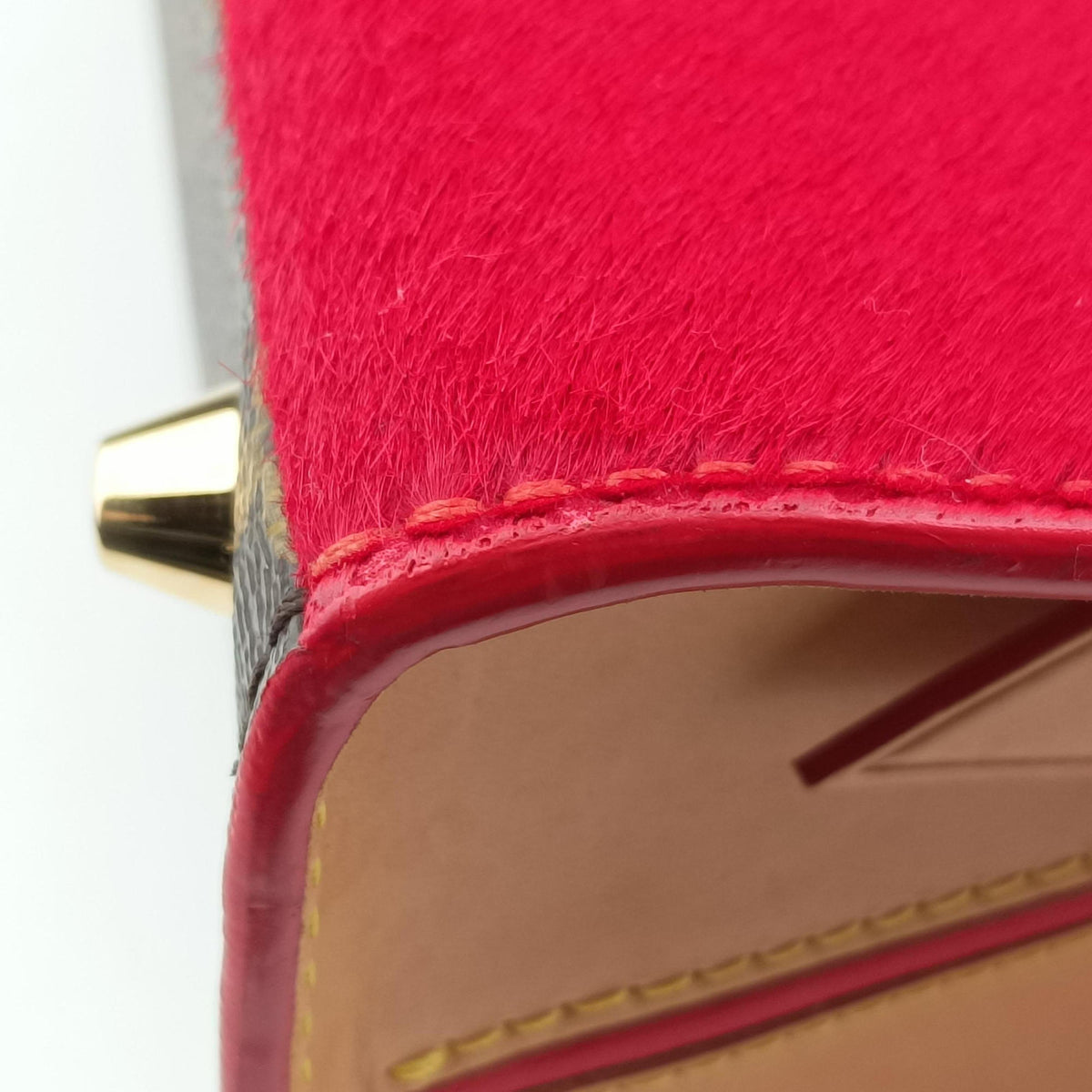 Pre-owned Louis Vuitton Christian Louboutin Collaboration Iconoclast Brown×red×beige Monogram Canvas×calf leather×ponyhair M41234 handbag | stylenewstar