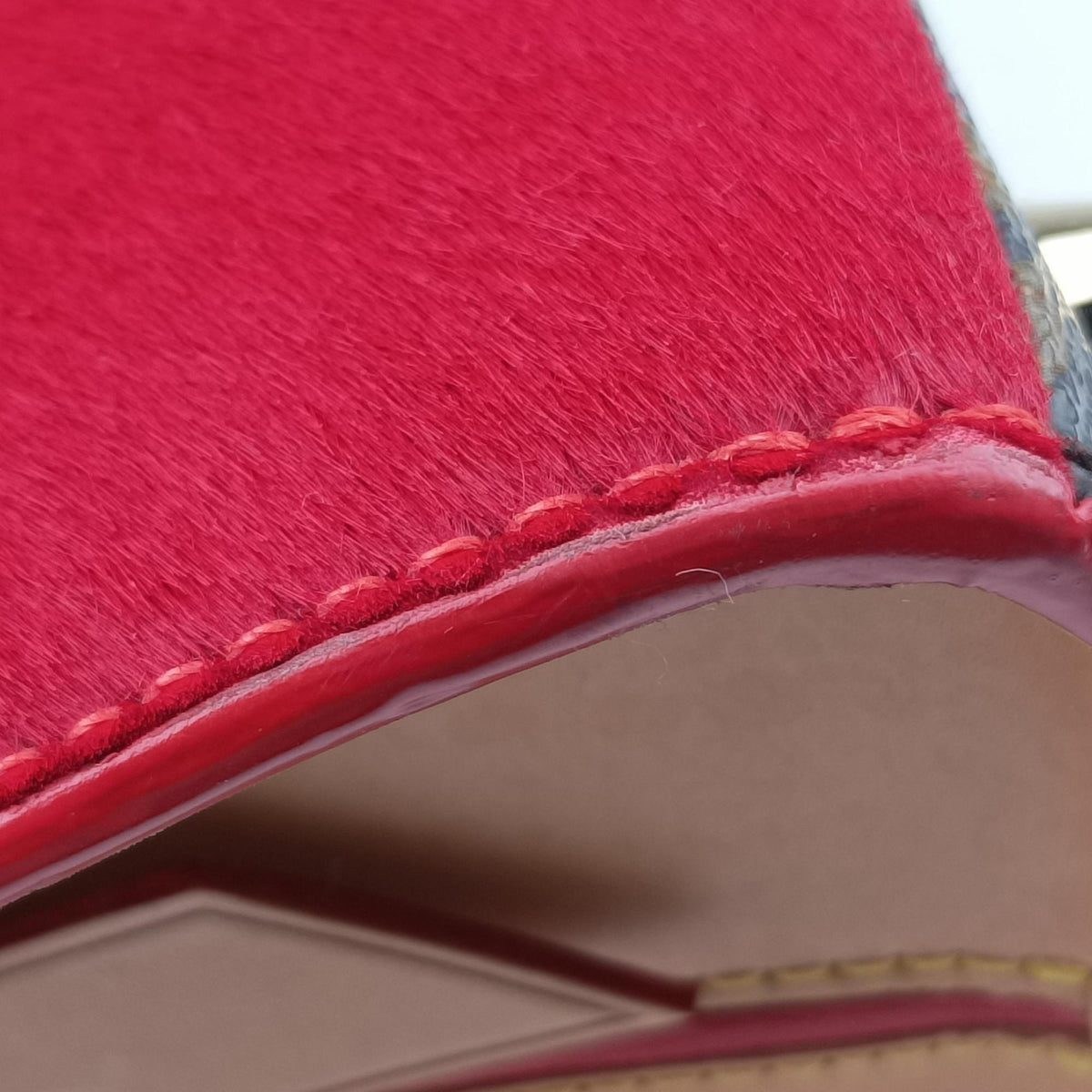 Pre-owned Louis Vuitton Christian Louboutin Collaboration Iconoclast Brown×red×beige Monogram Canvas×calf leather×ponyhair M41234 handbag | stylenewstar