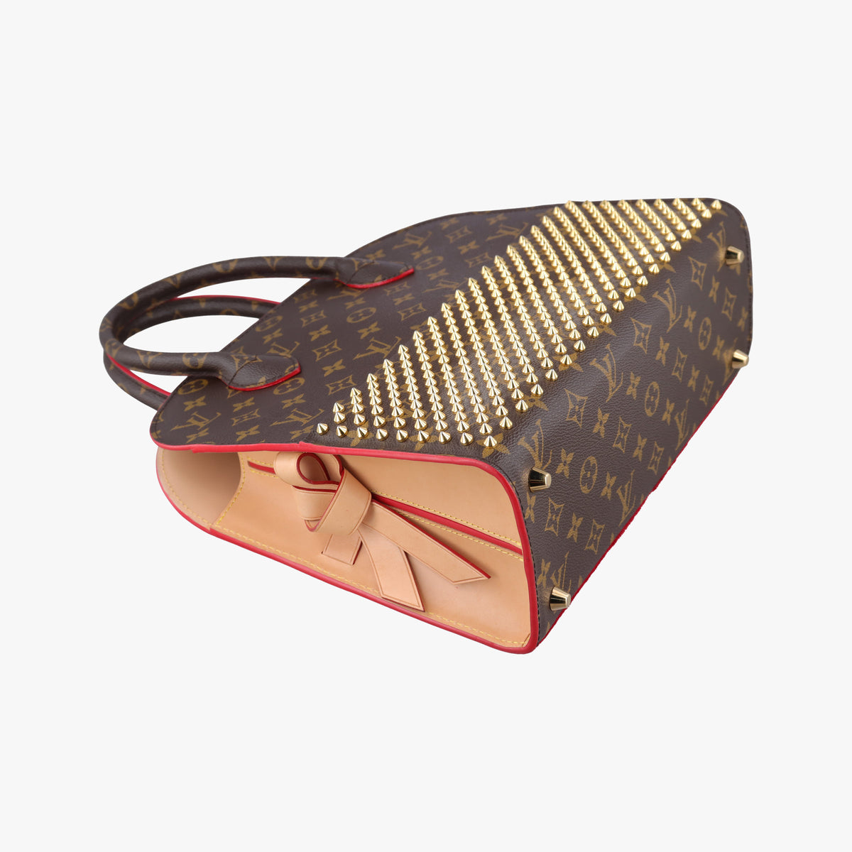 Pre-owned Louis Vuitton Christian Louboutin Collaboration Iconoclast Brown×red×beige Monogram Canvas×calf leather×ponyhair M41234 handbag | stylenewstar