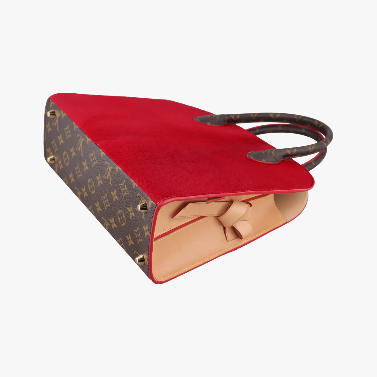 Pre-owned Louis Vuitton Christian Louboutin Collaboration Iconoclast Brown×red×beige Monogram Canvas×calf leather×ponyhair M41234 handbag | stylenewstar