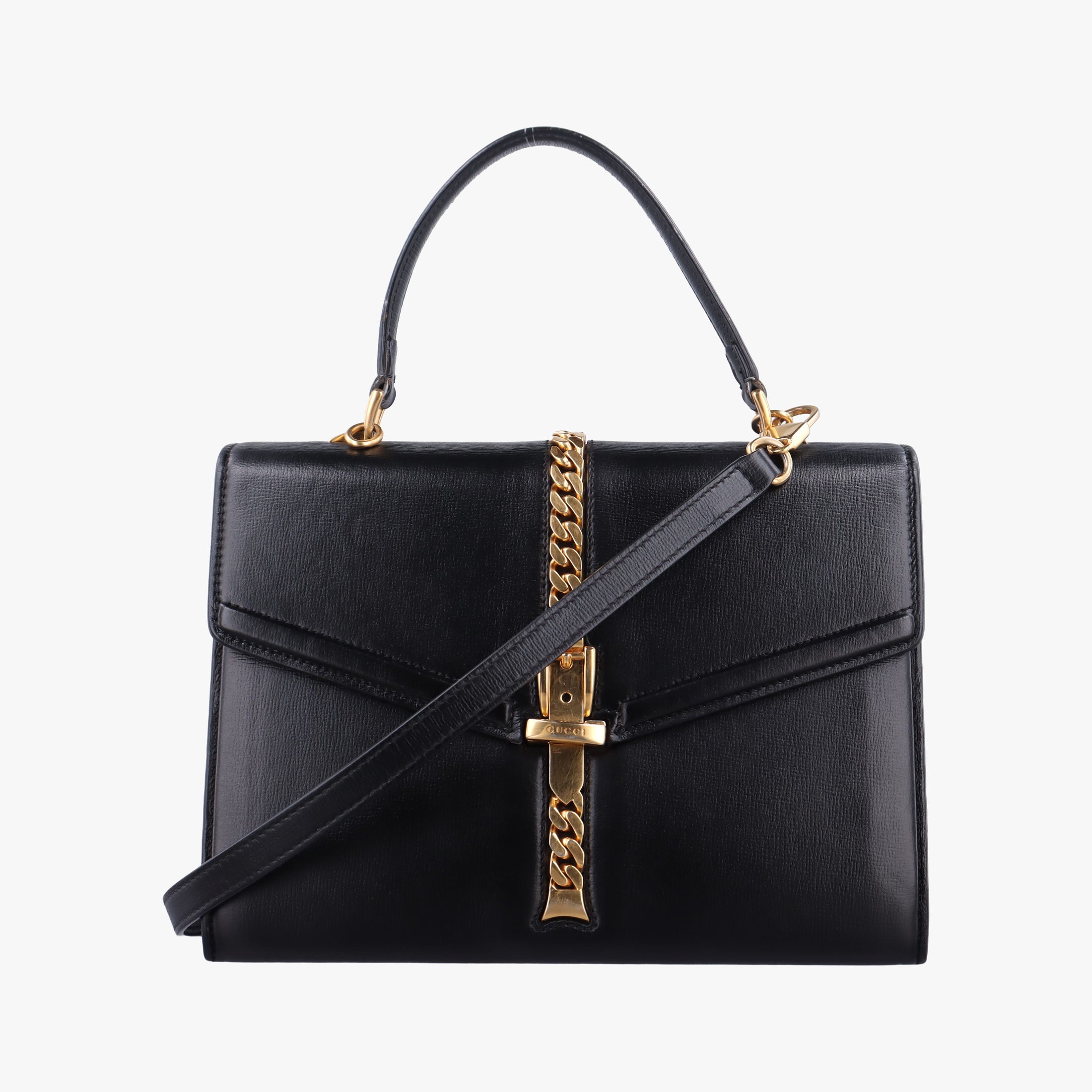 Pre-owned Gucci Sylvie 1969 Black Leather 602781 shoulderbag | stylenewstar