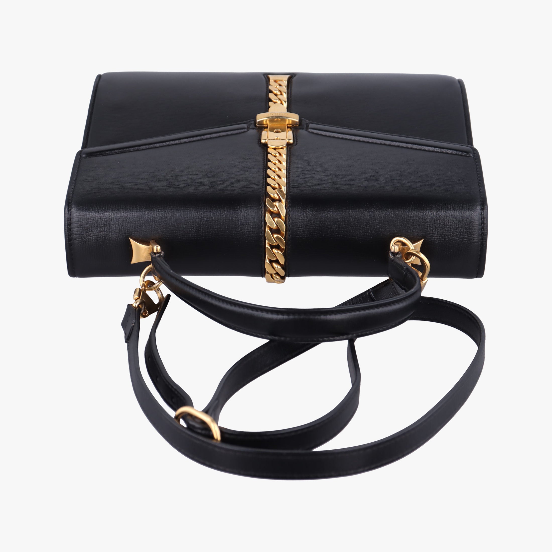 Pre-owned Gucci Sylvie 1969 Black Leather 602781 shoulderbag | stylenewstar