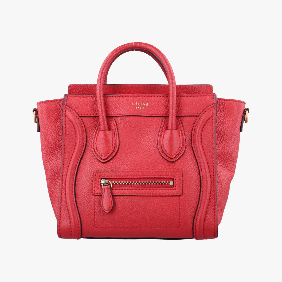 Pre-owned Celine luggage nano shopper Red Leather  handbag | stylenewstar