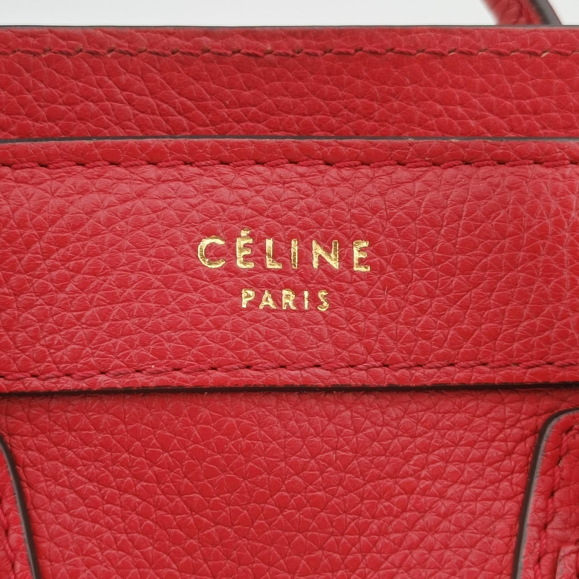 Pre-owned Celine luggage nano shopper Red Leather  handbag | stylenewstar