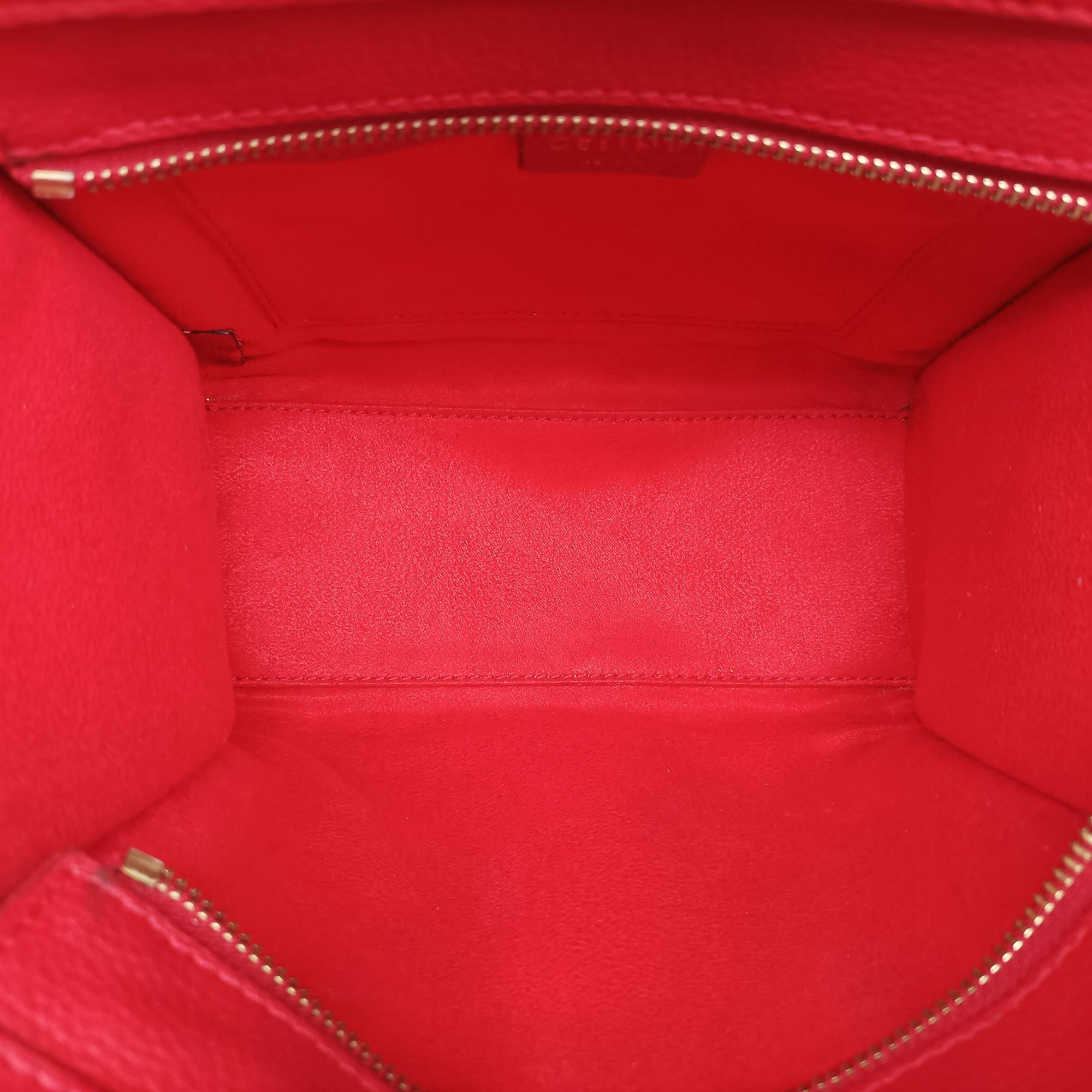 Pre-owned Celine luggage nano shopper Red Leather  handbag | stylenewstar