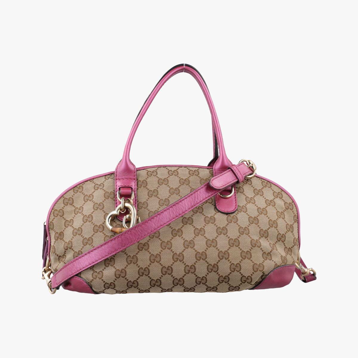 Pre-owned Gucci Heart Bit charm Beige × Pink Canvas×Leather 269955 shoulderbag | stylenewstar