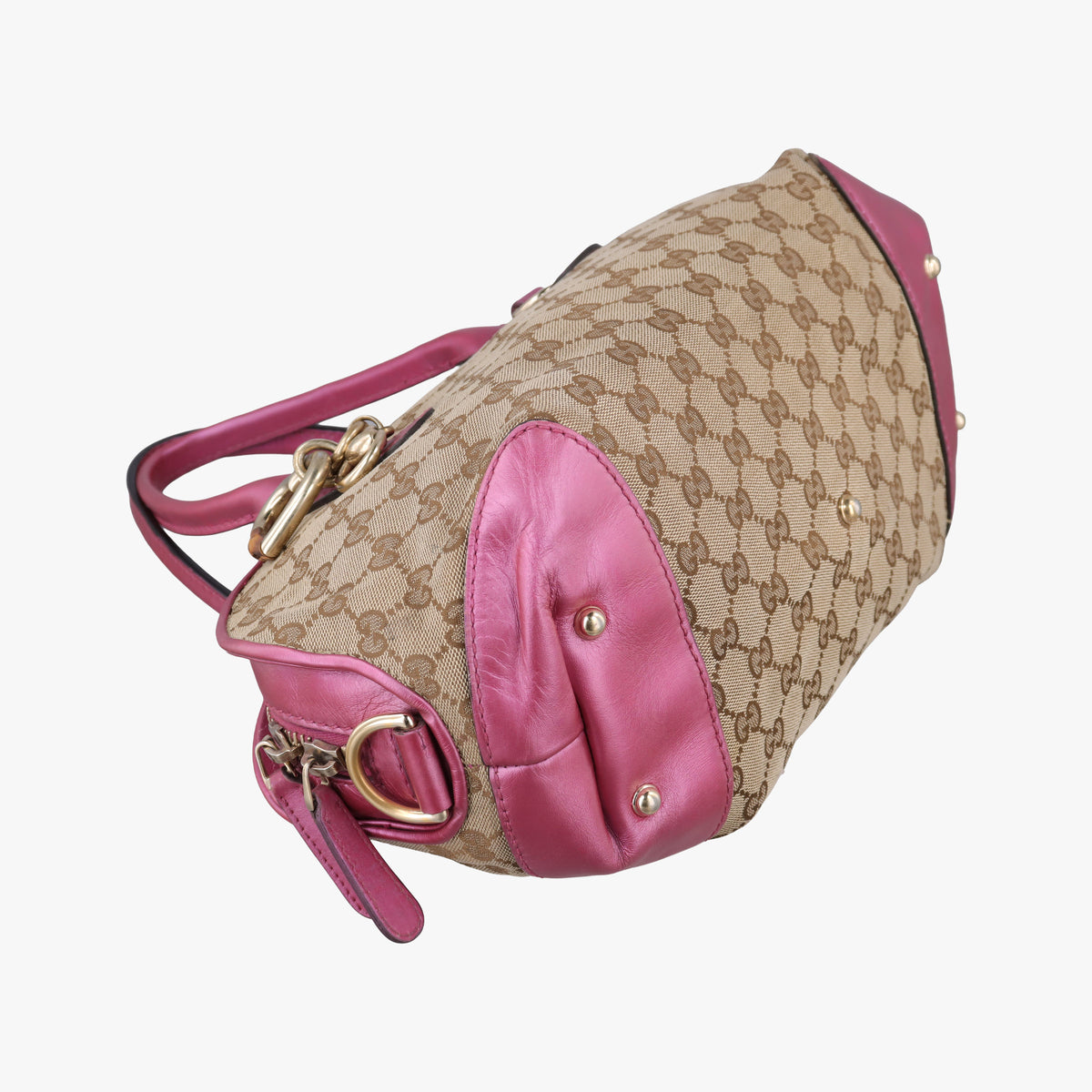 Pre-owned Gucci Heart Bit charm Beige × Pink Canvas×Leather 269955 shoulderbag | stylenewstar