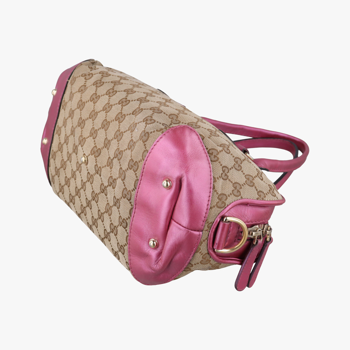 Pre-owned Gucci Heart Bit charm Beige × Pink Canvas×Leather 269955 shoulderbag | stylenewstar