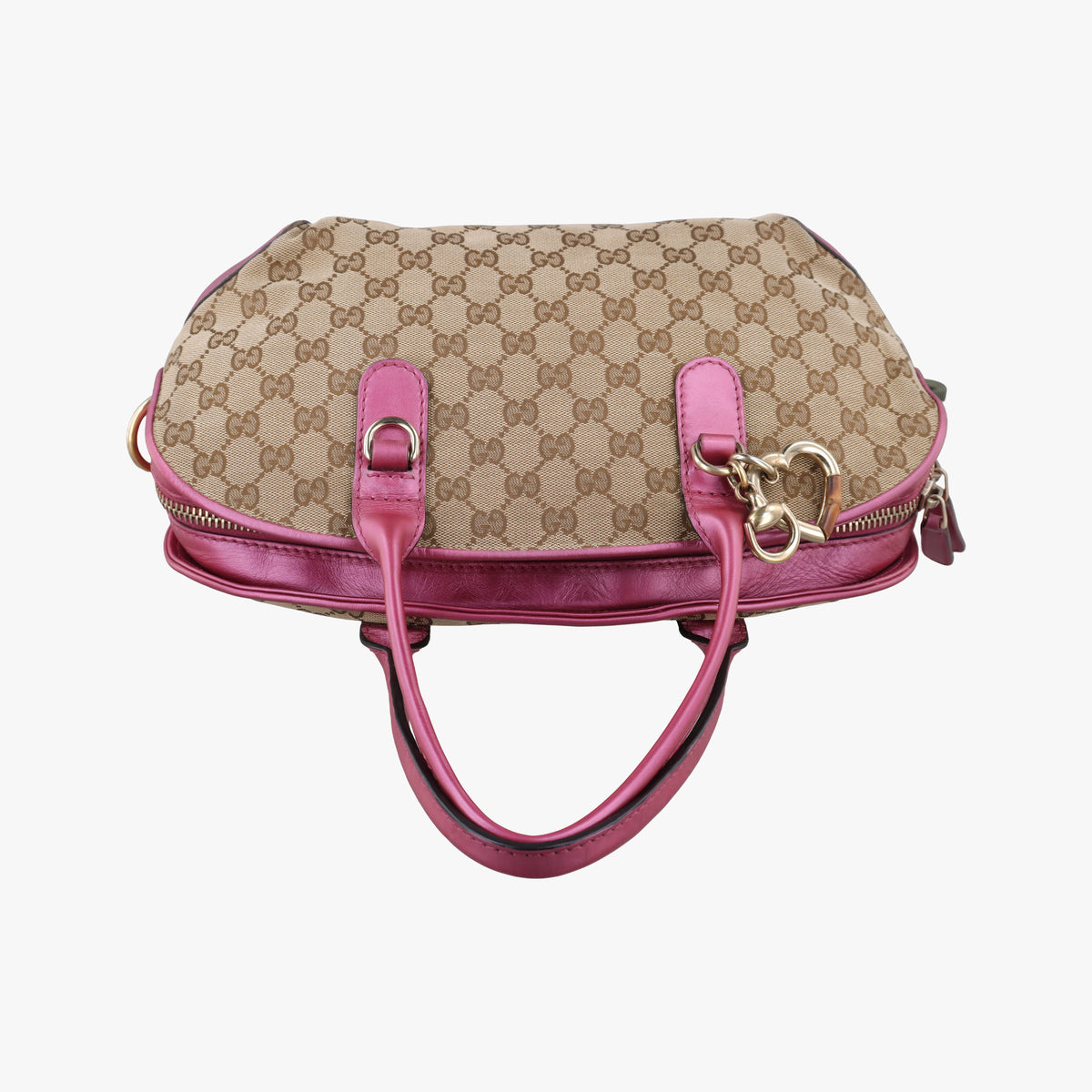 Pre-owned Gucci Heart Bit charm Beige × Pink Canvas×Leather 269955 shoulderbag | stylenewstar