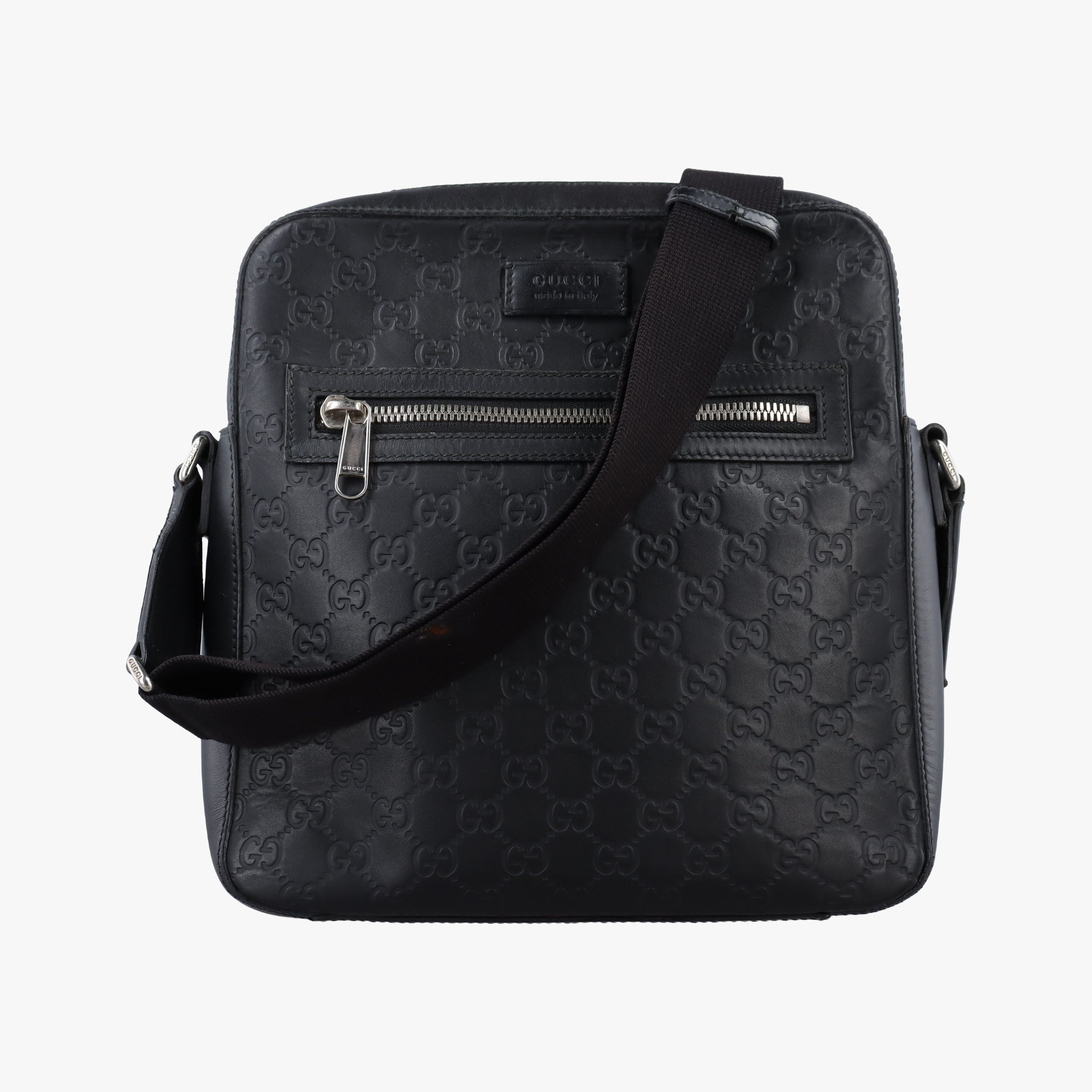 Pre-owned Gucci Guccissima Black Leather 473878 shoulderbag | stylenewstar