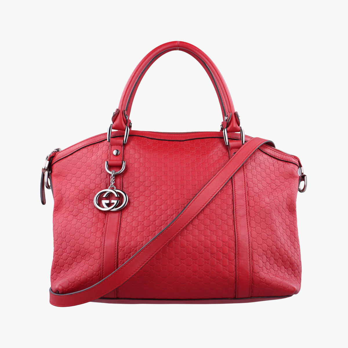 Pre-owned Gucci GG charm dome Red Leather 341503 shoulderbag | stylenewstar