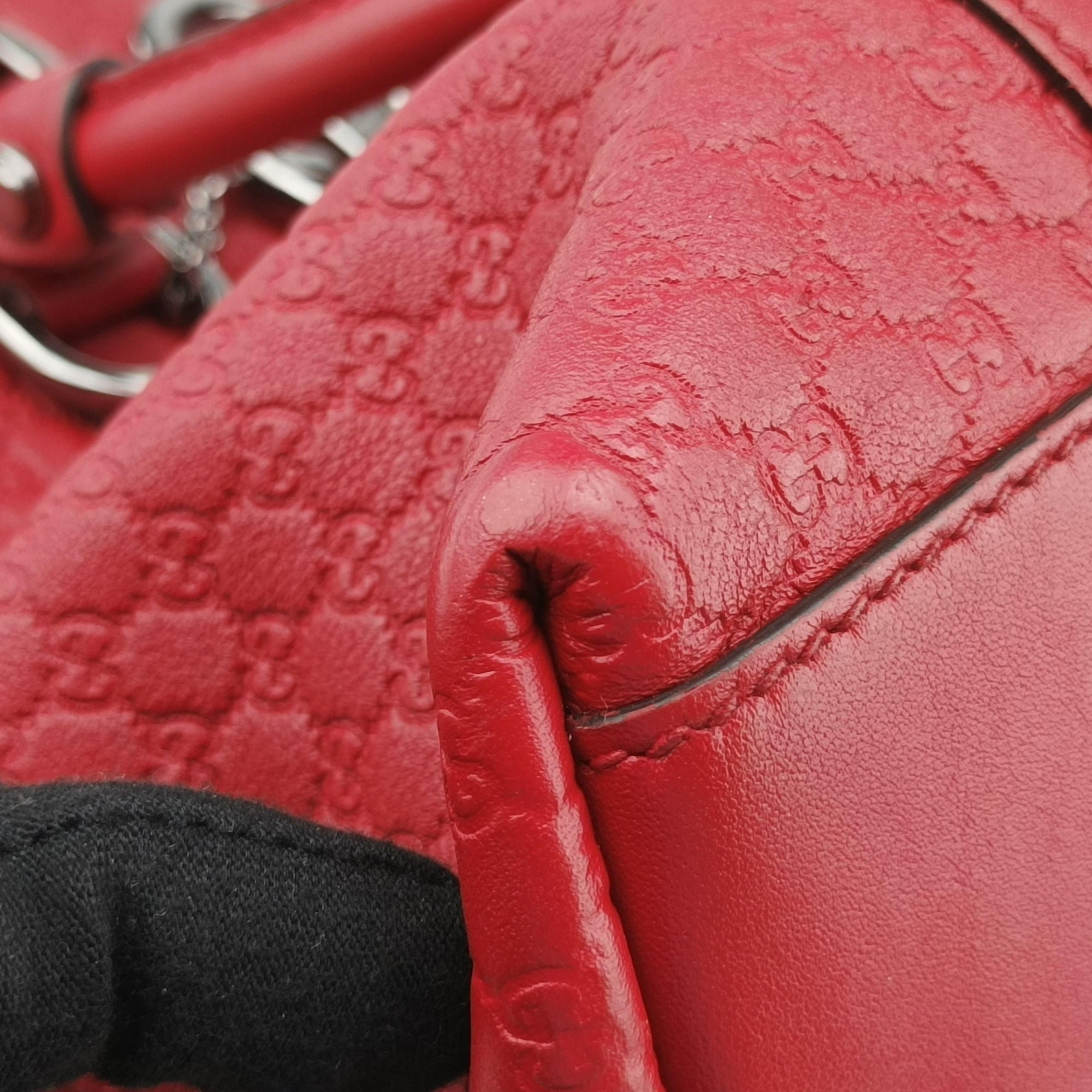 Pre-owned Gucci GG charm dome Red Leather 341503 shoulderbag | stylenewstar