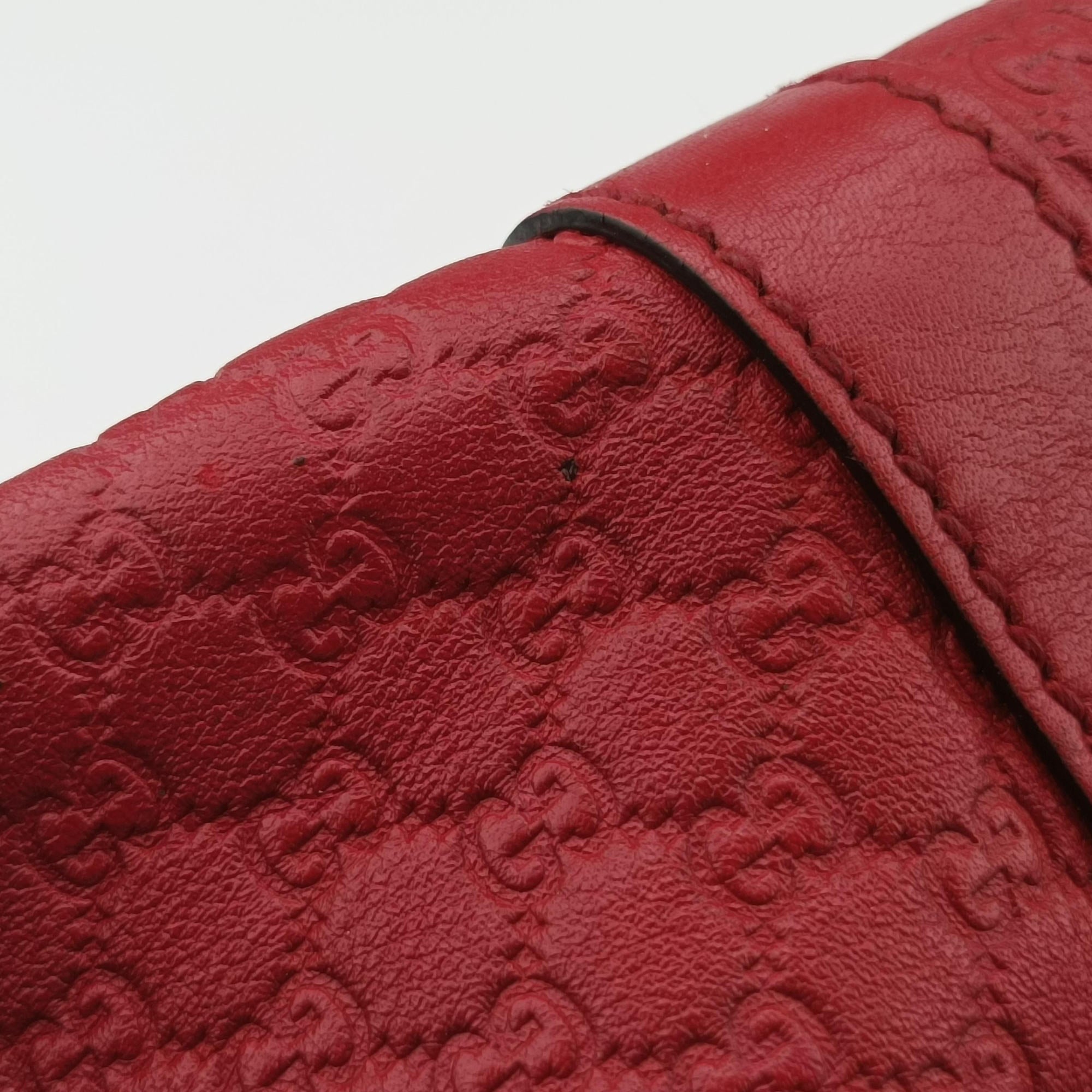 Pre-owned Gucci GG charm dome Red Leather 341503 shoulderbag | stylenewstar