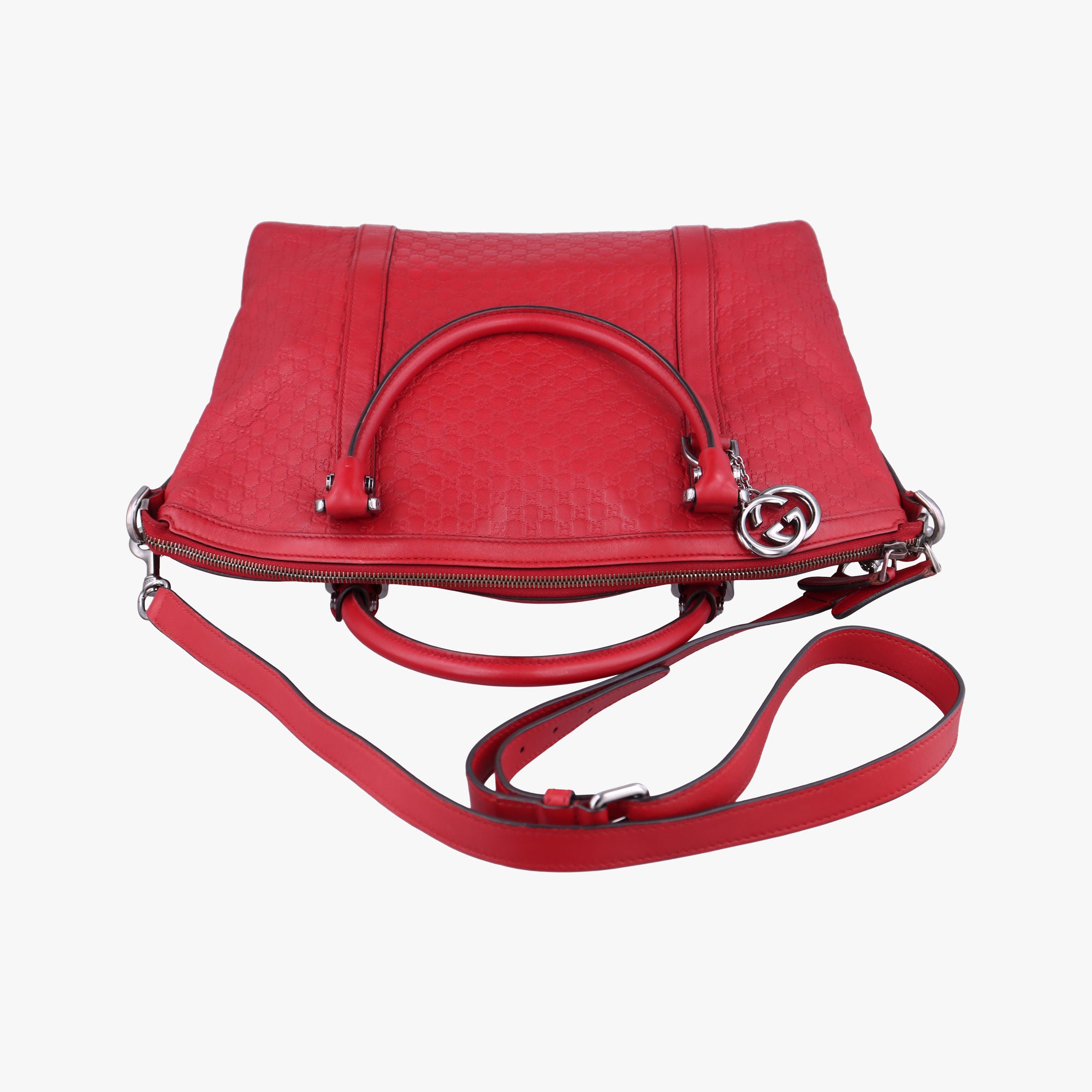 Pre-owned Gucci GG charm dome Red Leather 341503 shoulderbag | stylenewstar