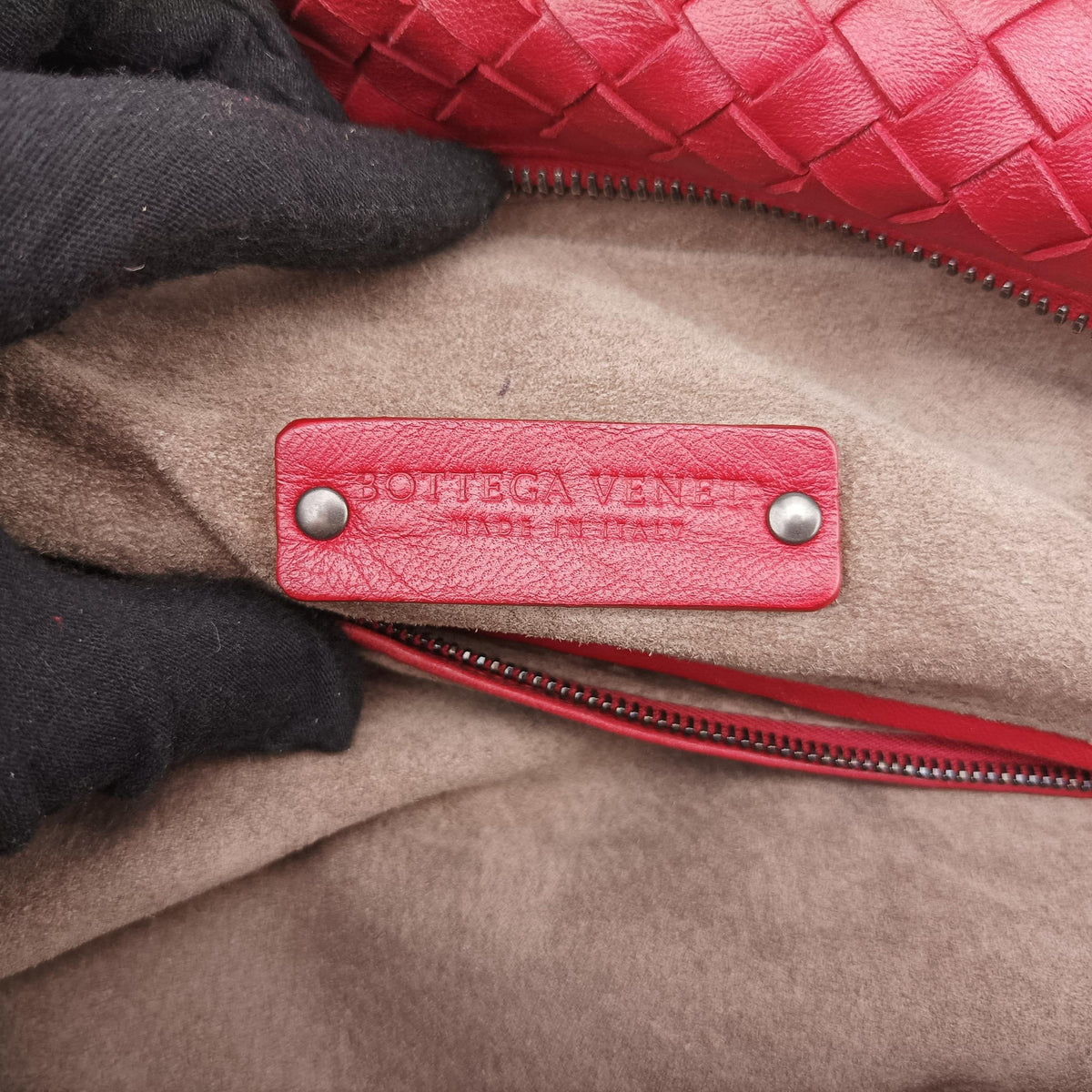 Vintage Bottega Veneta Intrecciato Red lambskin  handbag | stylenewstar