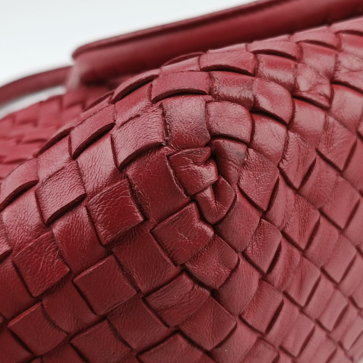Vintage Bottega Veneta Intrecciato Red lambskin  handbag | stylenewstar