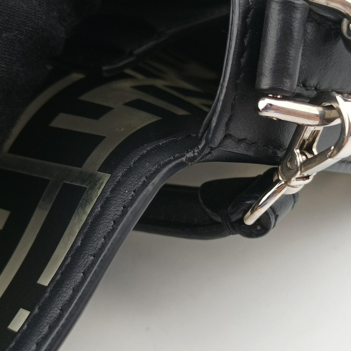 Pre-owned Fendi BAGUETTE Black PVC coated canvas×Leather 8BS017 shoulderbag | stylenewstar