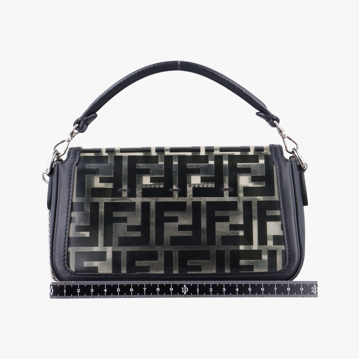 Pre-owned Fendi BAGUETTE Black PVC coated canvas×Leather 8BS017 shoulderbag | stylenewstar