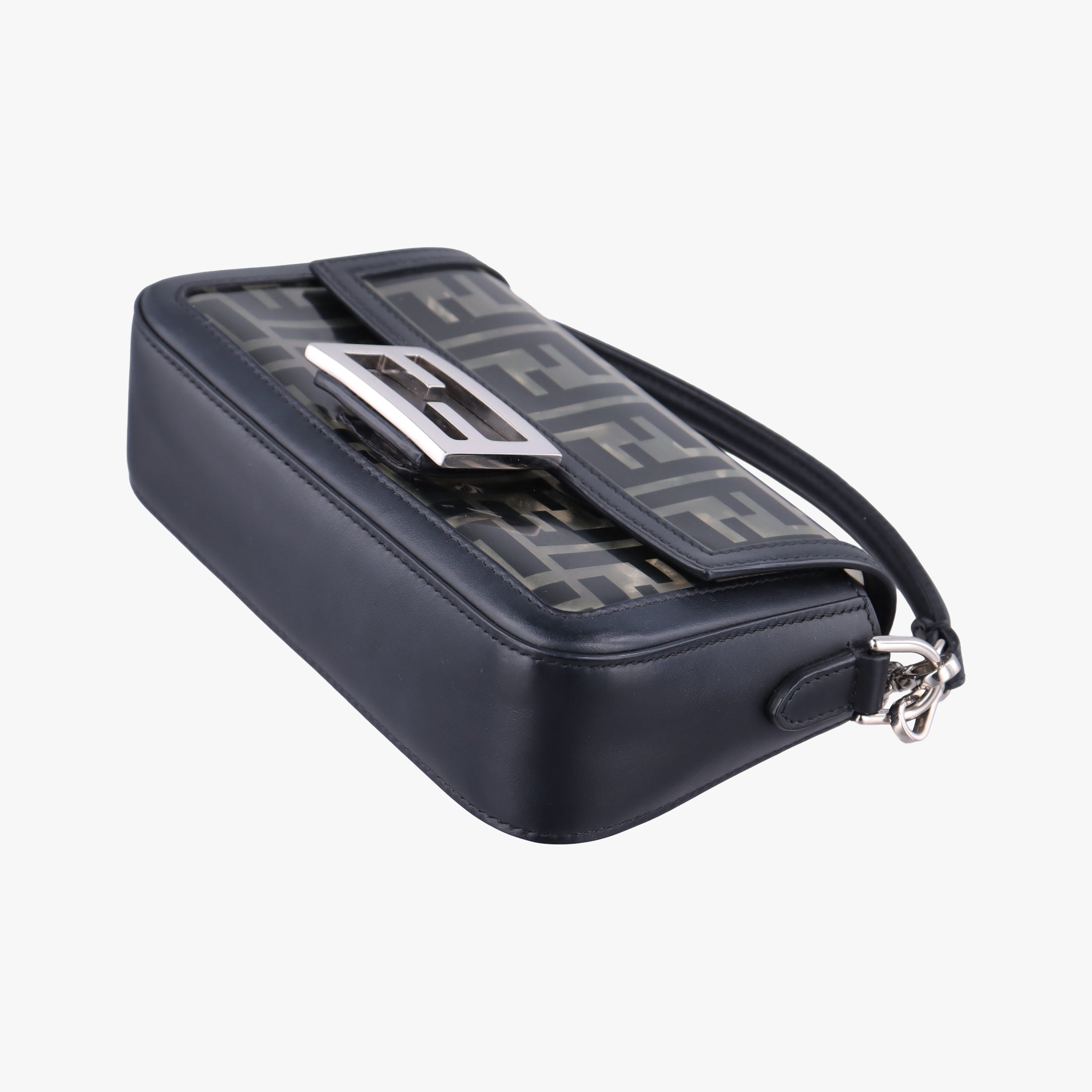 Pre-owned Fendi BAGUETTE Black PVC coated canvas×Leather 8BS017 shoulderbag | stylenewstar