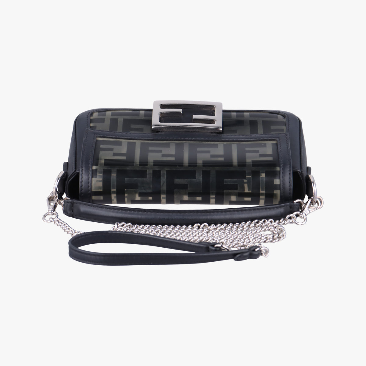 Pre-owned Fendi BAGUETTE Black PVC coated canvas×Leather 8BS017 shoulderbag | stylenewstar