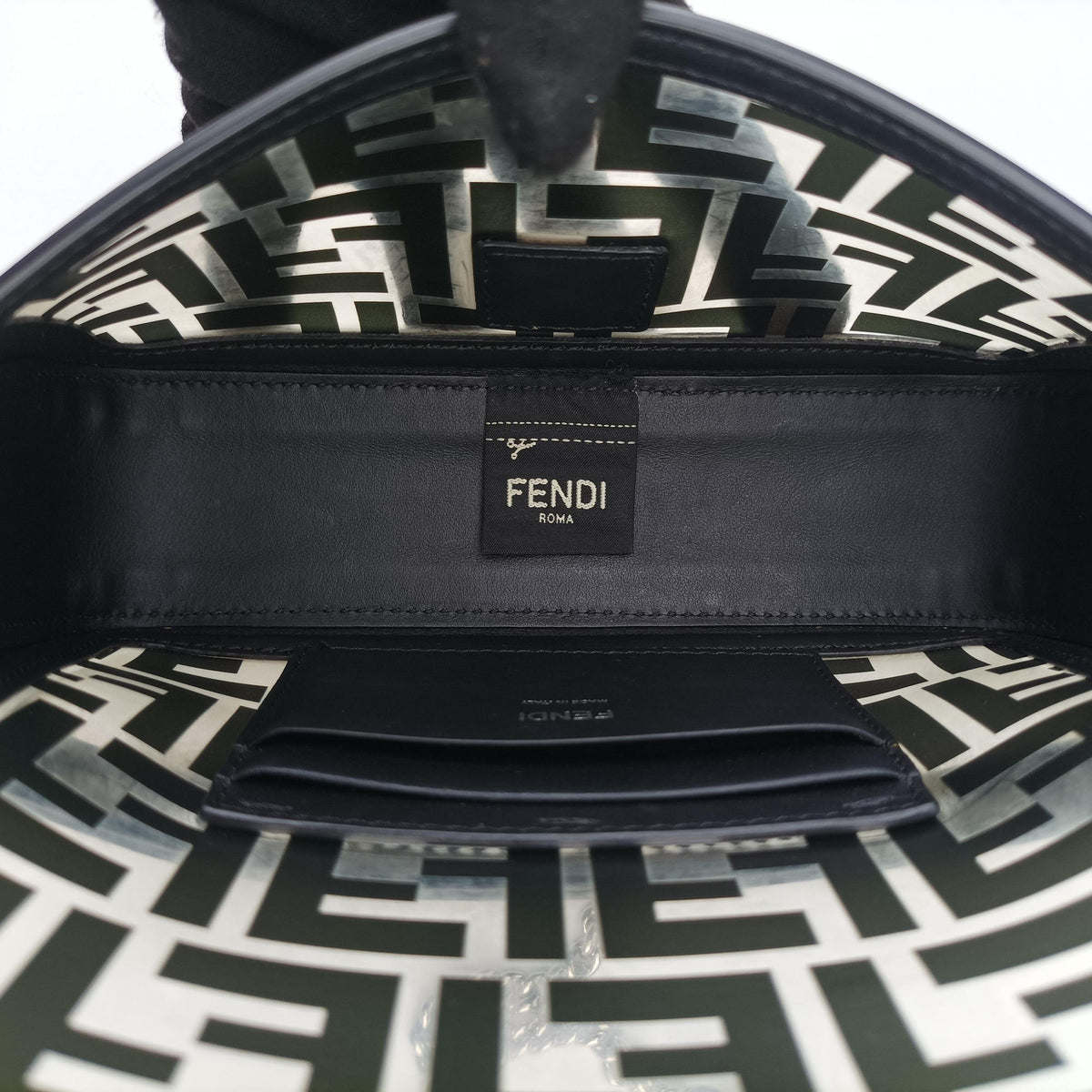 Pre-owned Fendi BAGUETTE Black PVC coated canvas×Leather 8BS017 shoulderbag | stylenewstar
