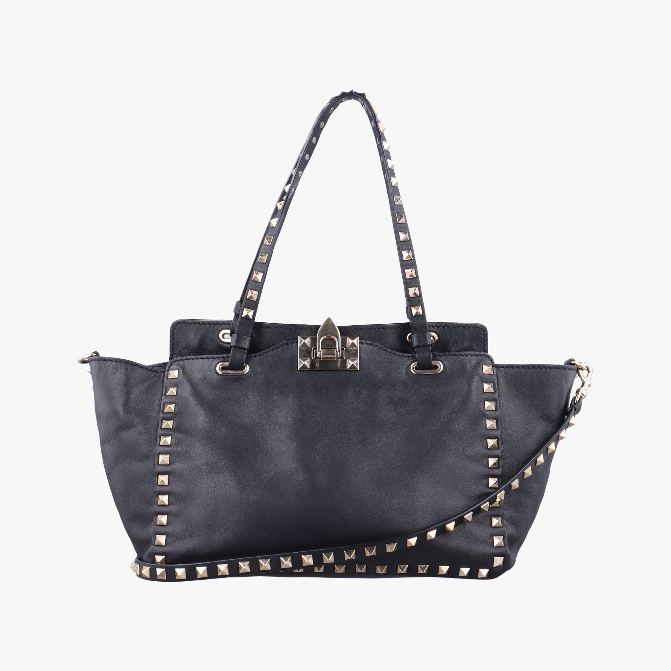 Pre-owned Valentino Rockstud Black Leather  shoulderbag | stylenewstar