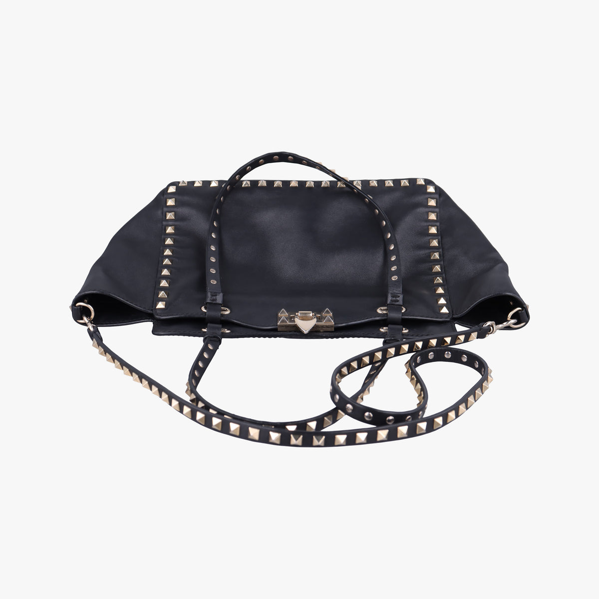 Pre-owned Valentino Rockstud Black Leather  shoulderbag | stylenewstar