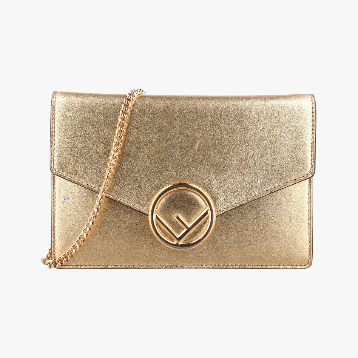 Pre-owned Fendi F is Golden Leather 8BS006 shoulderbag | stylenewstar