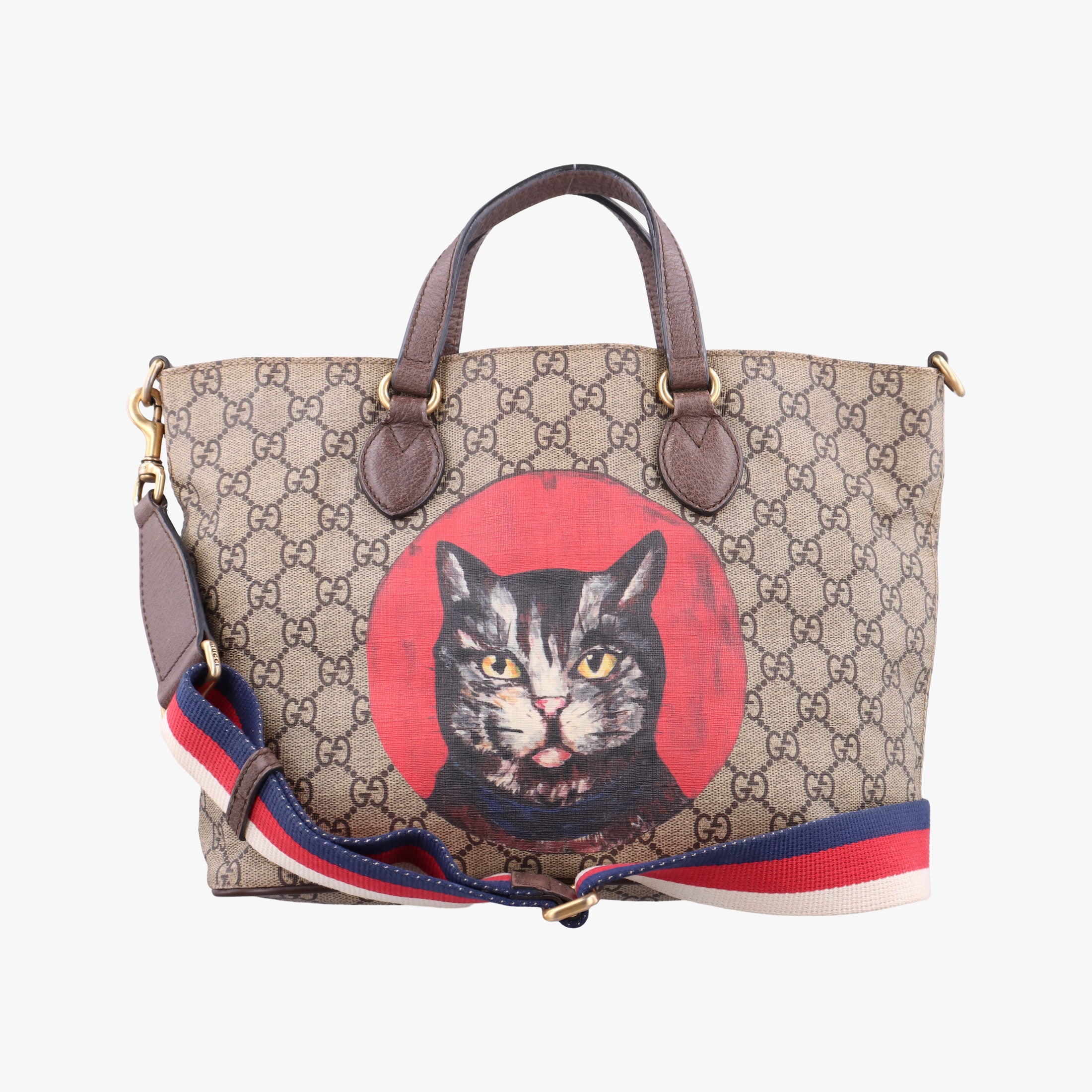 Pre-owned Gucci GG Supreme Bosco PATCHED beige×Multicolour PVC coated canvas×Leather 473887 shoulderbag | stylenewstar