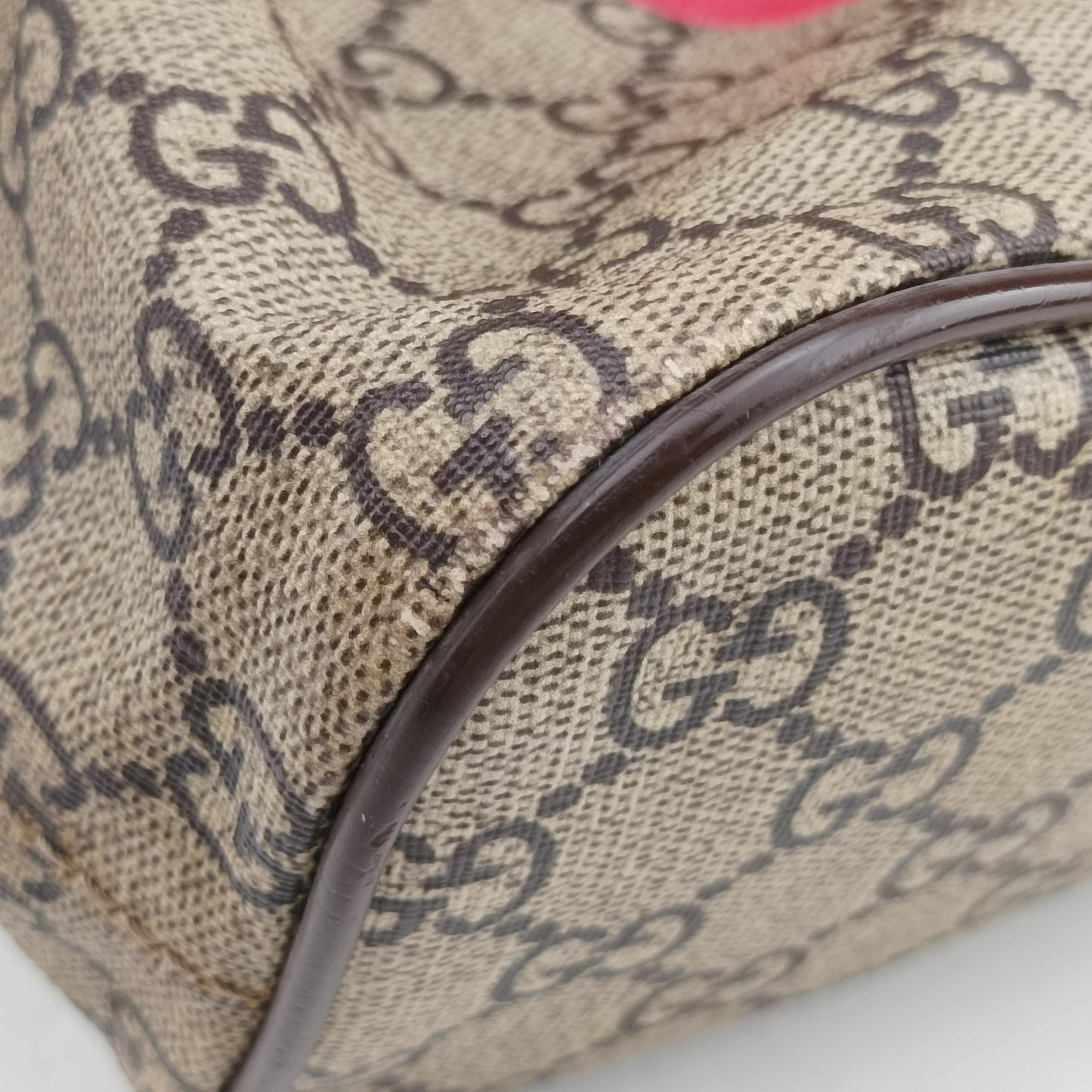 Pre-owned Gucci GG Supreme Bosco PATCHED beige×Multicolour PVC coated canvas×Leather 473887 shoulderbag | stylenewstar