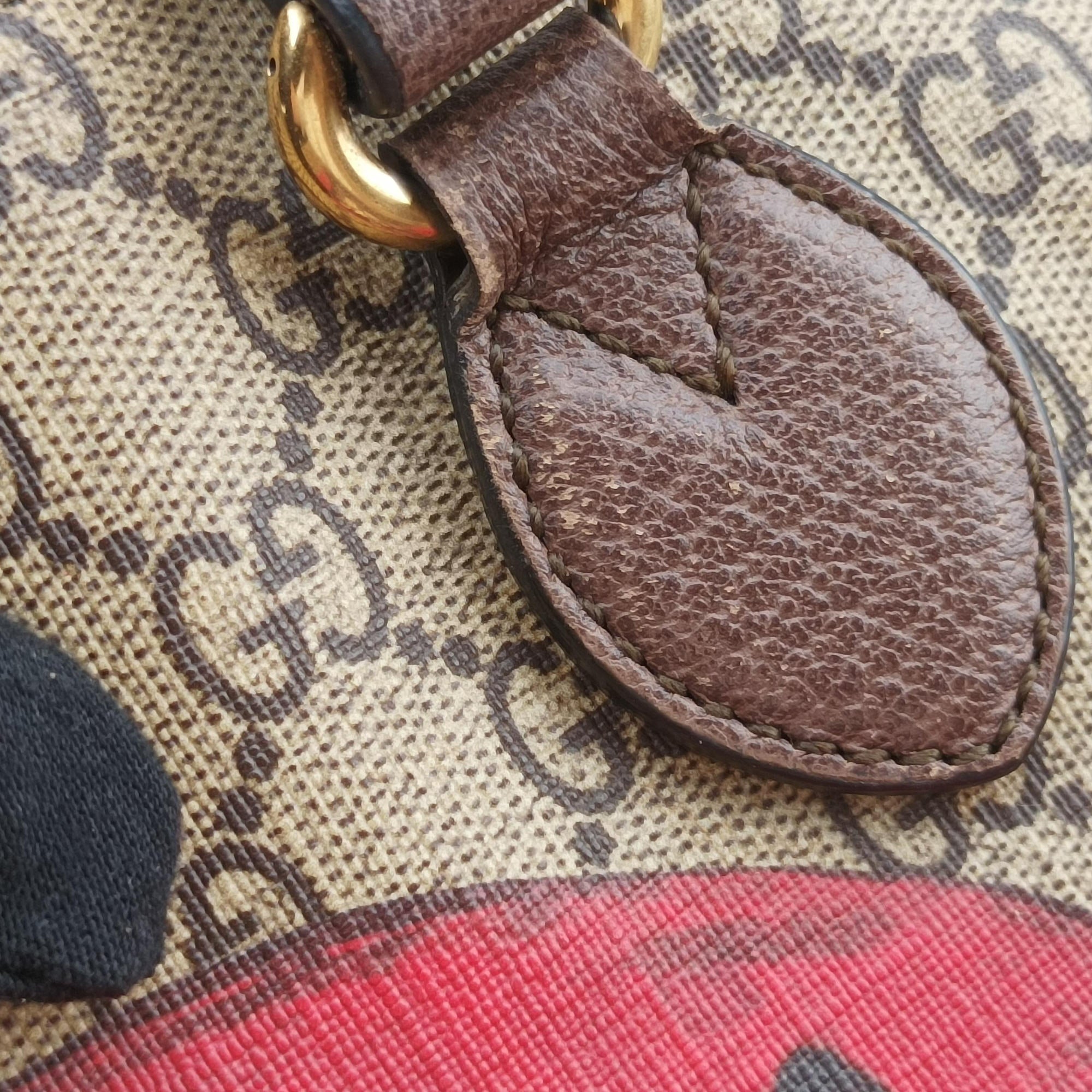 Pre-owned Gucci GG Supreme Bosco PATCHED beige×Multicolour PVC coated canvas×Leather 473887 shoulderbag | stylenewstar