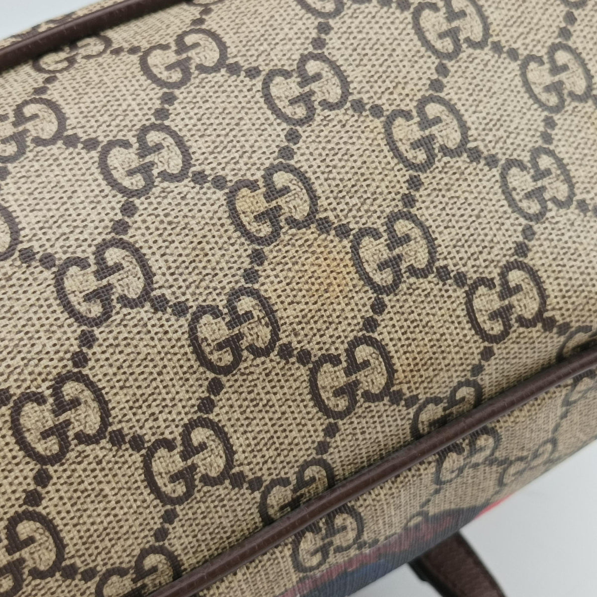 Pre-owned Gucci GG Supreme Bosco PATCHED beige×Multicolour PVC coated canvas×Leather 473887 shoulderbag | stylenewstar