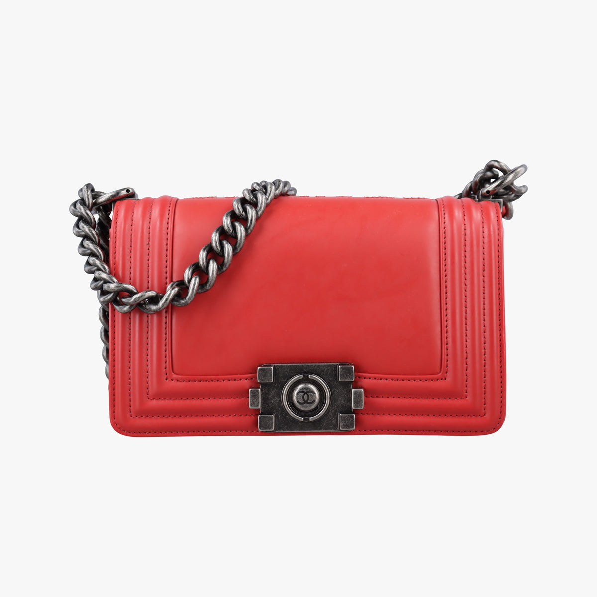 Pre-owned Chanel BOY CHANEL Red Leather A67085 shoulderbag | stylenewstar