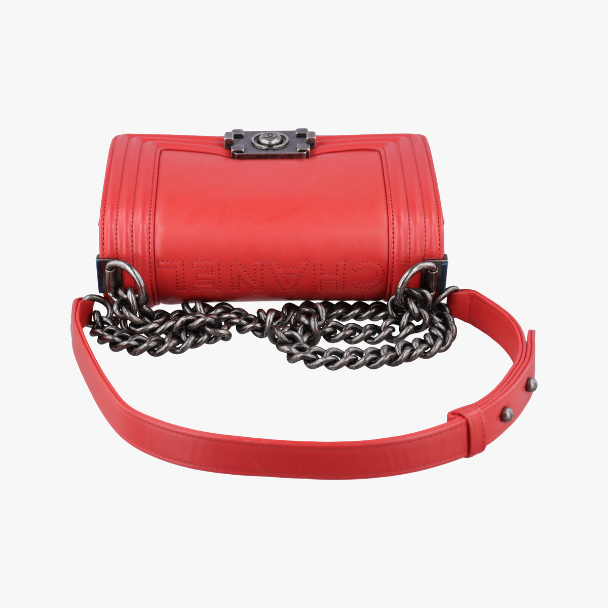 Pre-owned Chanel BOY CHANEL Red Leather A67085 shoulderbag | stylenewstar