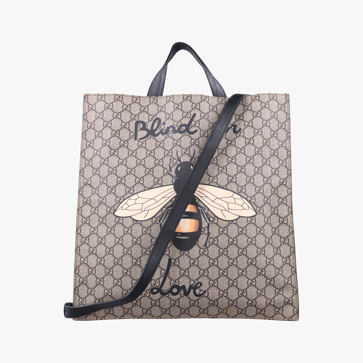 Pre-owned Gucci GG Supreme Bee beige×black PVC coated canvas×leather 450950 shoulderbag | stylenewstar