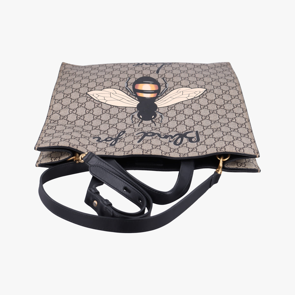 Pre-owned Gucci GG Supreme Bee beige×black PVC coated canvas×leather 450950 shoulderbag | stylenewstar