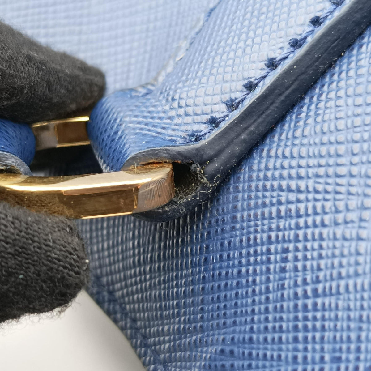 Pre-owned Prada Galleria Blue SAFFIANO Leather BN2274 handbag | stylenewstar