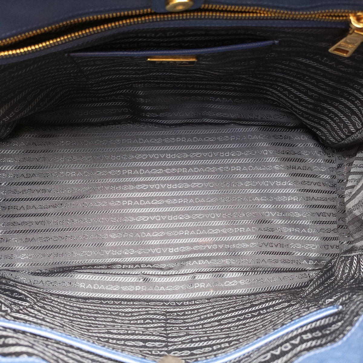 Pre-owned Prada Galleria Blue SAFFIANO Leather BN2274 handbag | stylenewstar