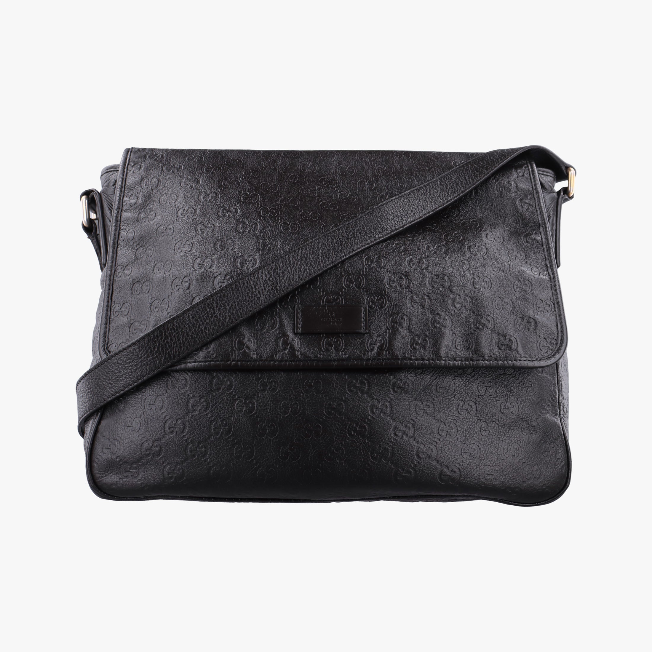 Vintage Gucci Guccissima Messenger Black Leather 223665 shoulderbag | stylenewstar