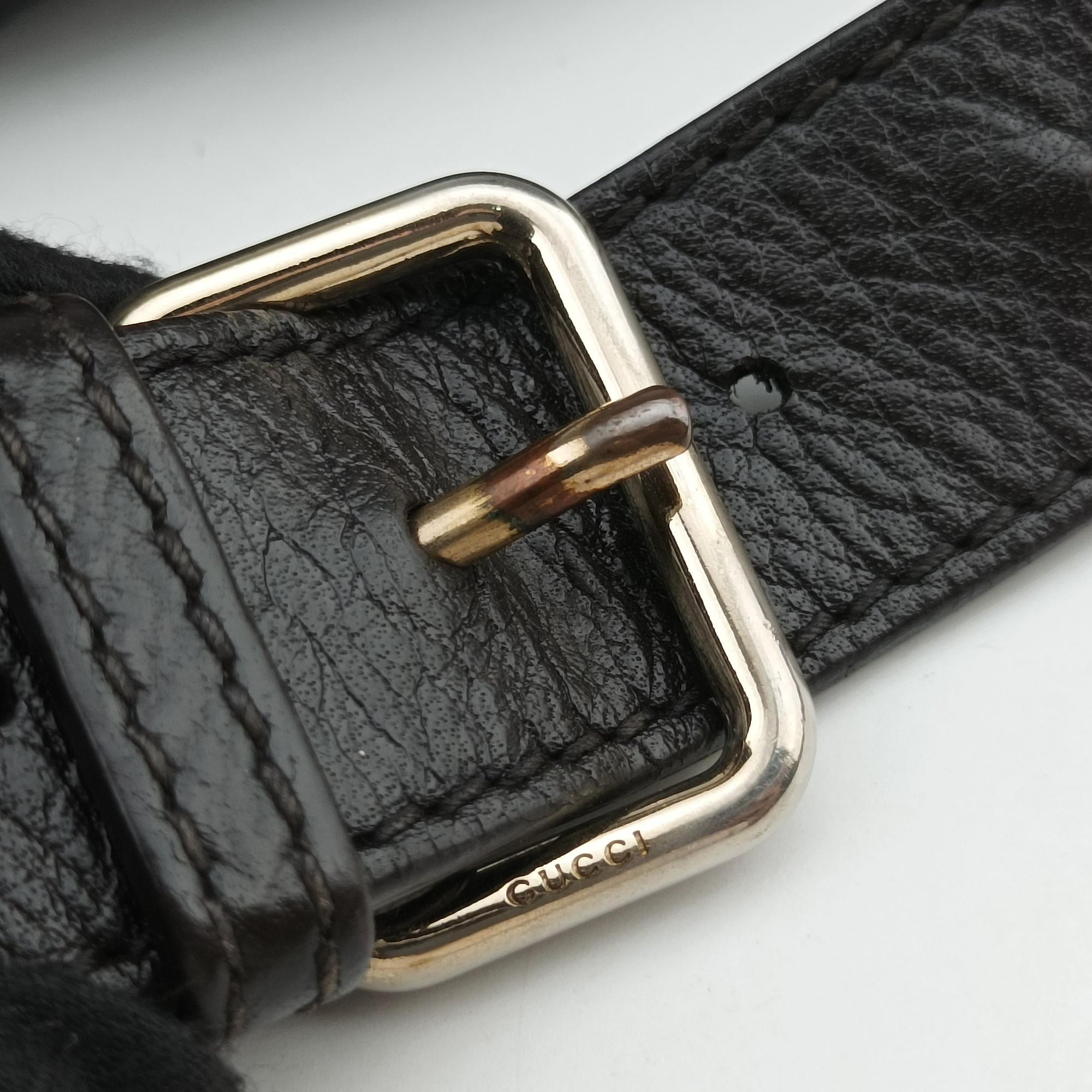 Vintage Gucci Guccissima Messenger Black Leather 223665 shoulderbag | stylenewstar