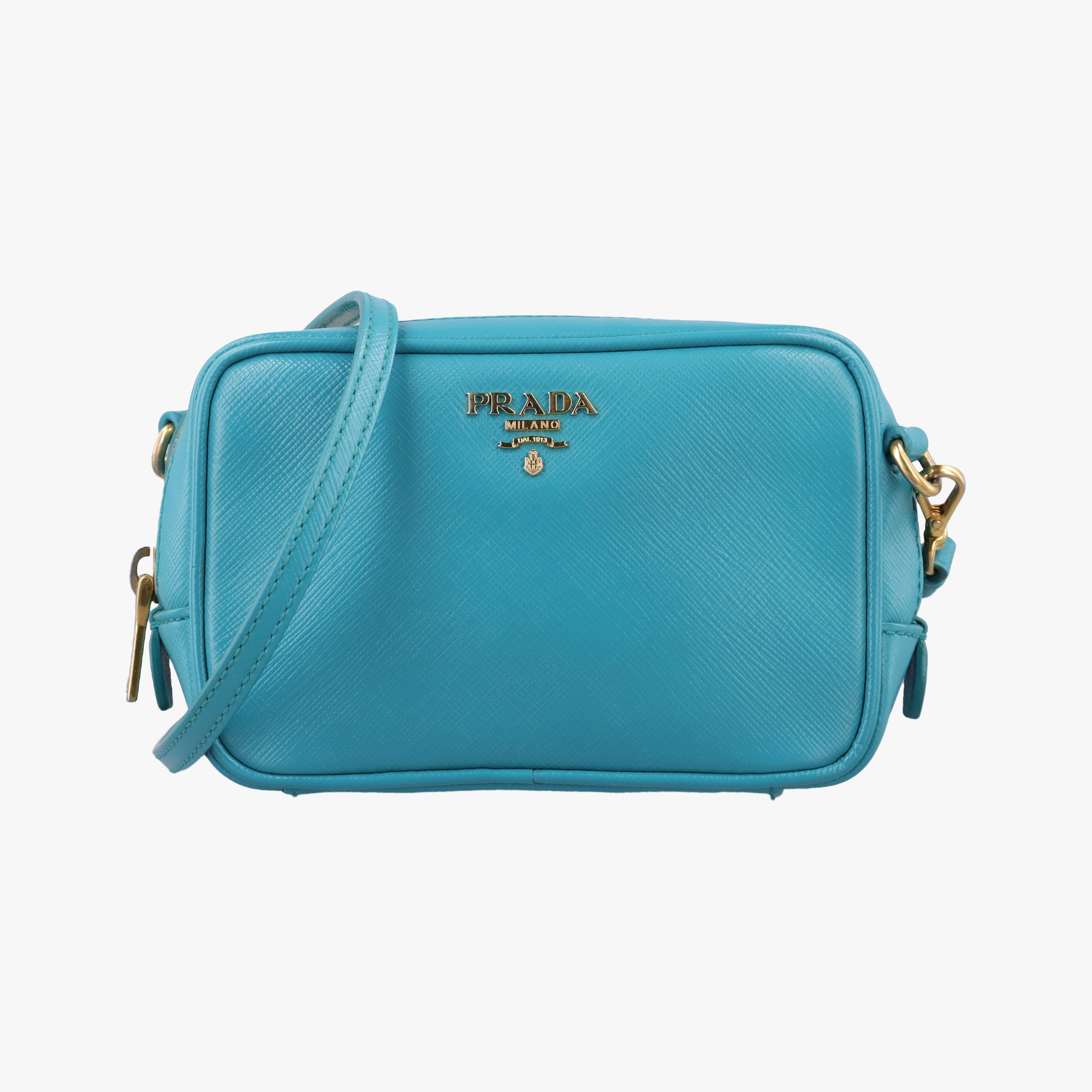 Pre-owned Prada VITELLO PHENIX camera bag Blue SAFFIANO Leather 1N1674 shoulderbag | stylenewstar