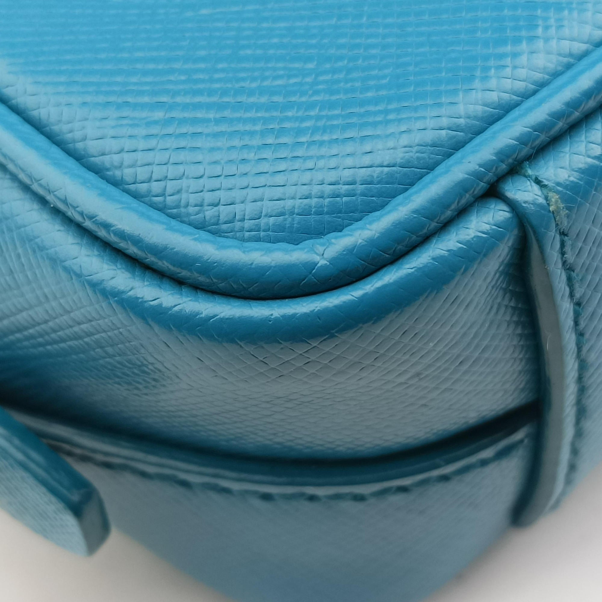 Pre-owned Prada VITELLO PHENIX camera bag Blue SAFFIANO Leather 1N1674 shoulderbag | stylenewstar