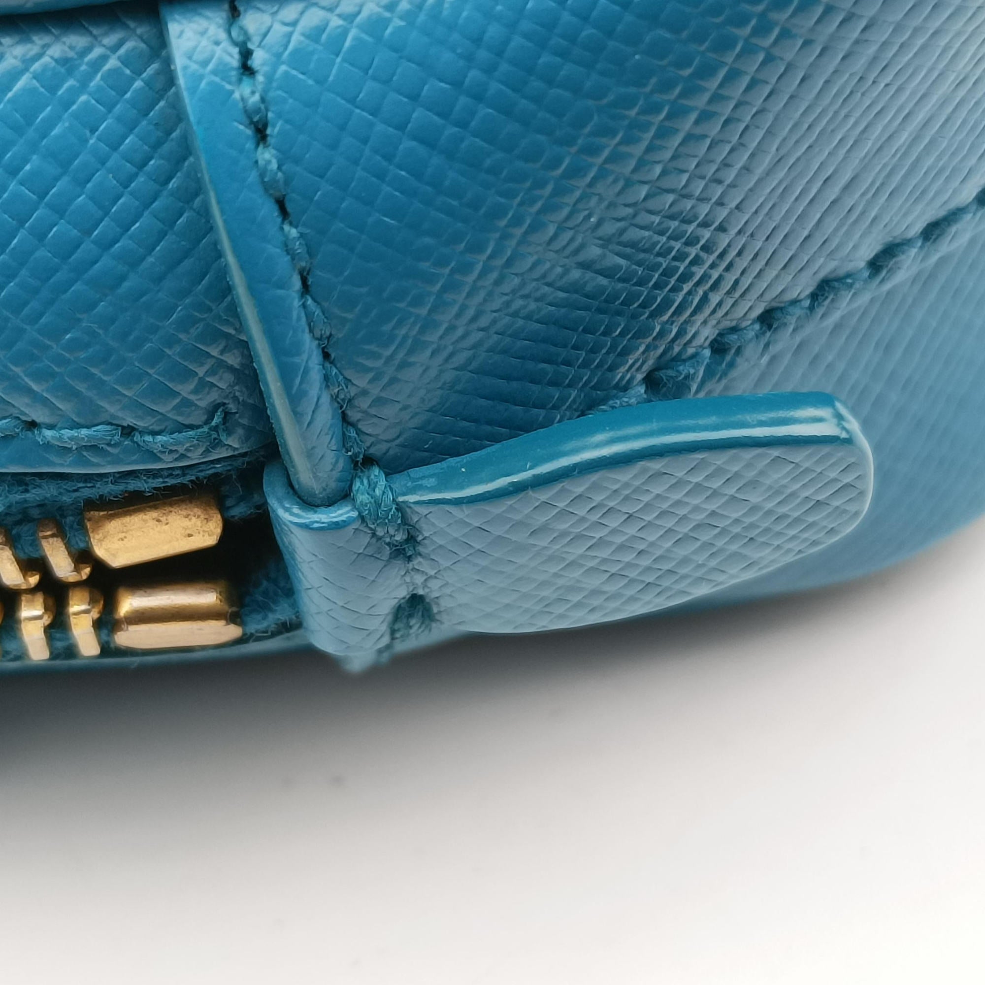 Pre-owned Prada VITELLO PHENIX camera bag Blue SAFFIANO Leather 1N1674 shoulderbag | stylenewstar