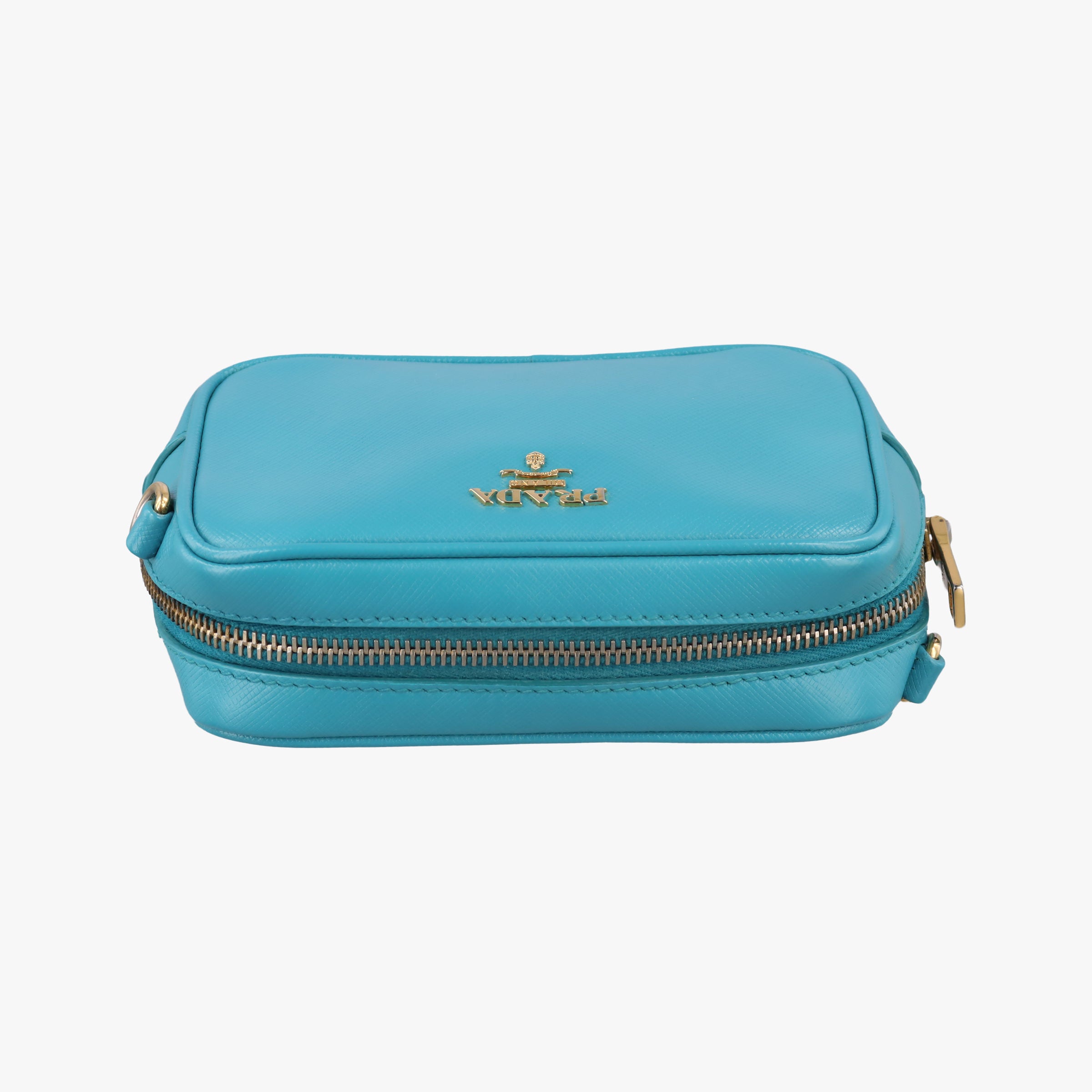 Pre-owned Prada VITELLO PHENIX camera bag Blue SAFFIANO Leather 1N1674 shoulderbag | stylenewstar