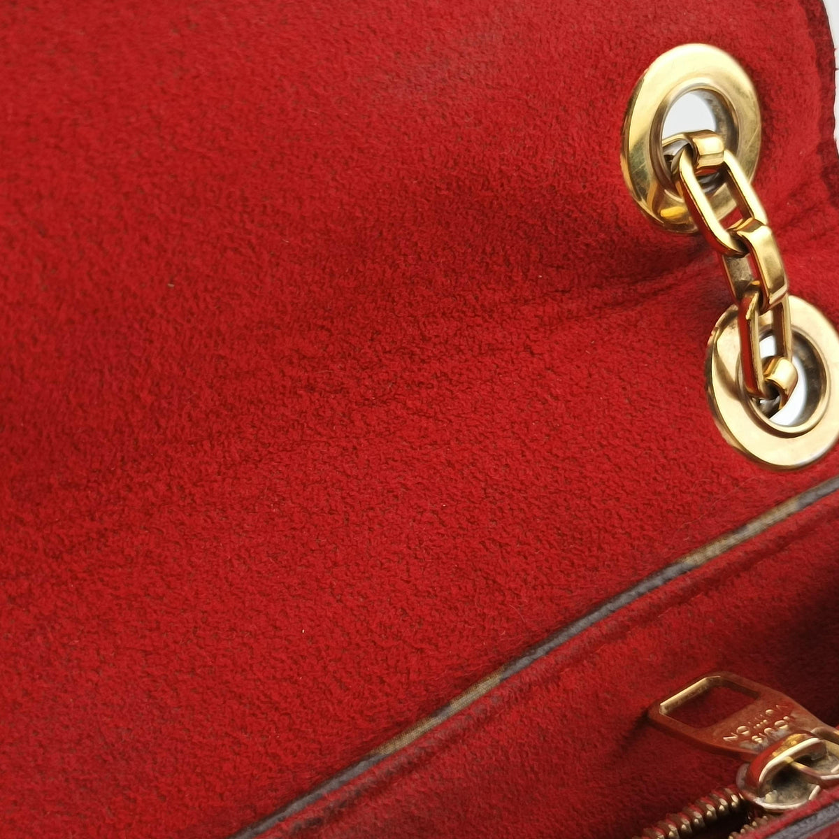 Pre-owned Louis Vuitton PALLAS Chain Brown×CERISE Monogram Canvas×calf leather M41201 shoulderbag | stylenewstar